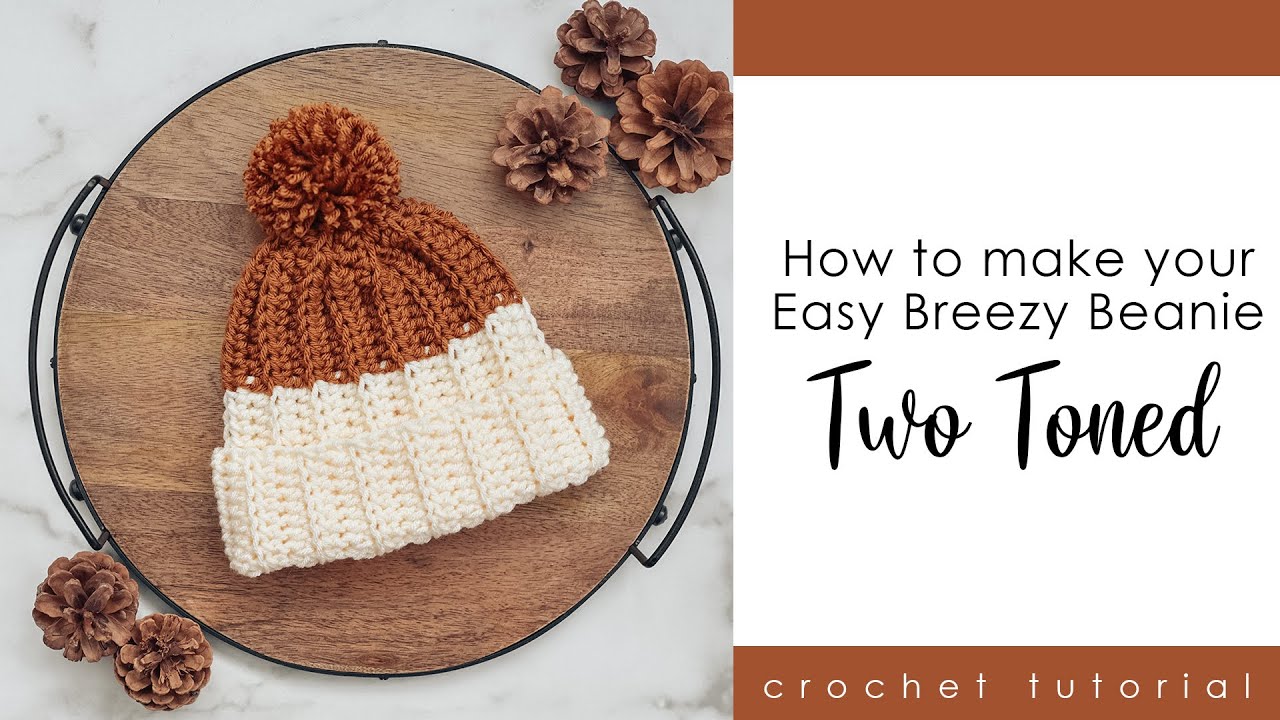 Как сшить двухцветную шапочку Easy Breezy Beanie — меняя цвет в вертикальных рядах при вязании кр...
