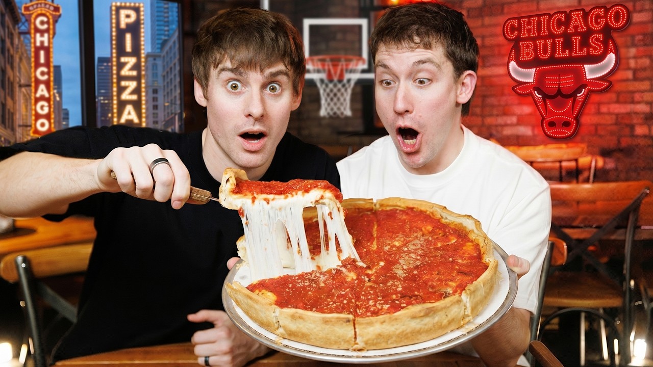 We tried Chicago Pizza with the Chicago Bulls!