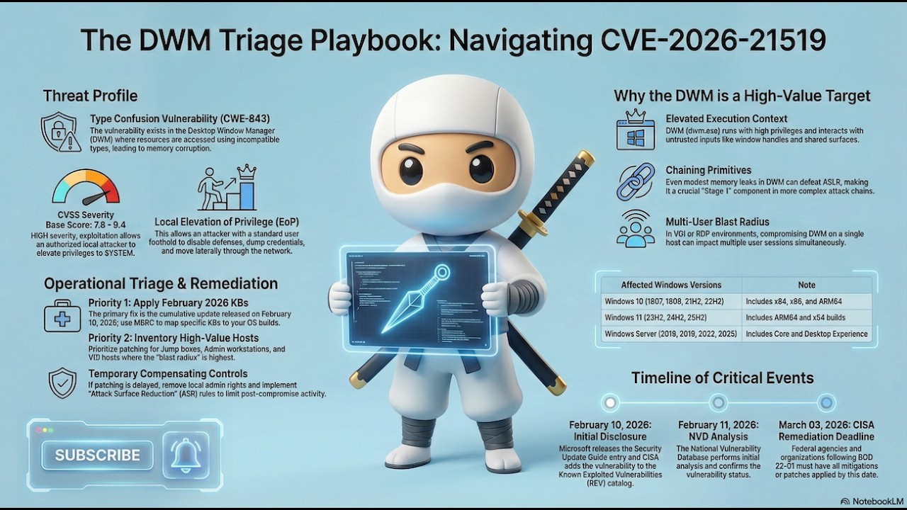 The Window is Closed: Defending Against CVE-2026-21519 Exploitation #cybersecurity #vulnerability