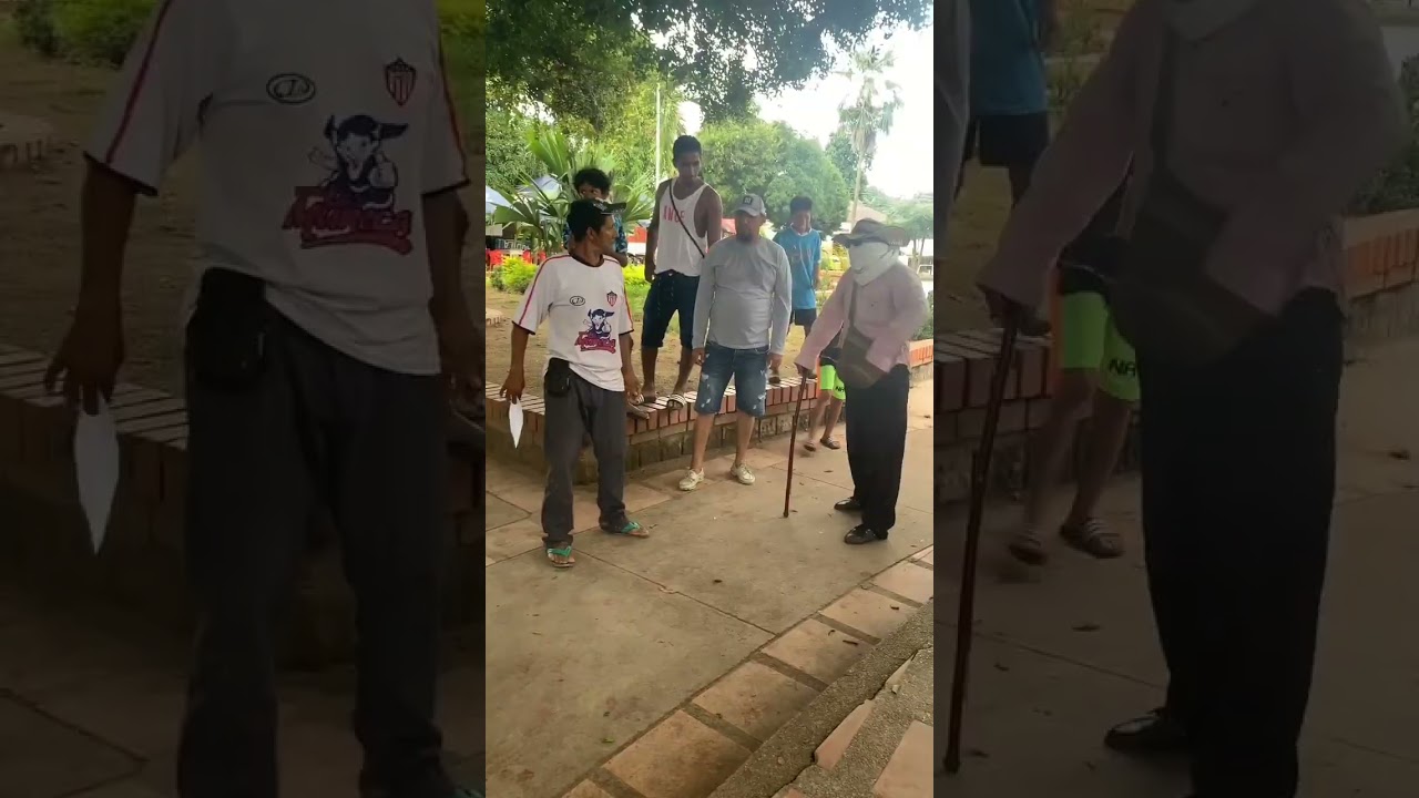 El abuelo buscando las gallinas