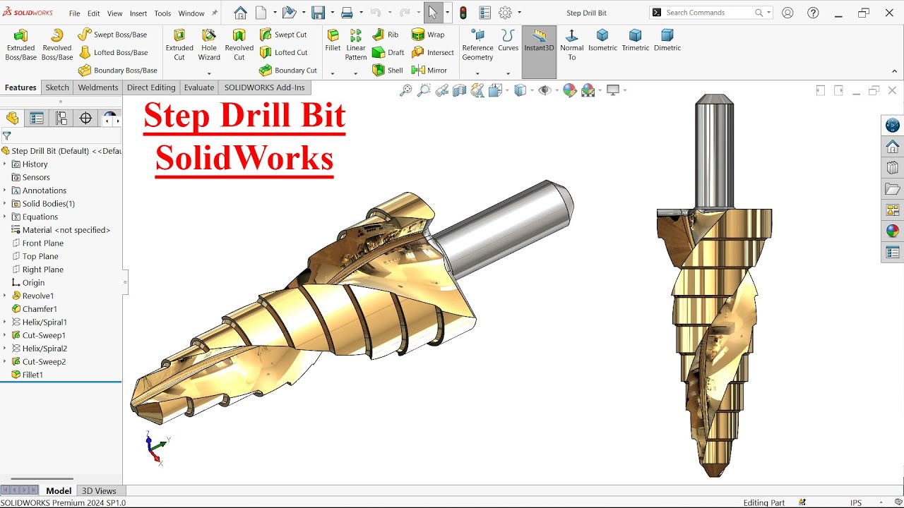 SolidWorks Tutorial -Step Drill Bit Modeling