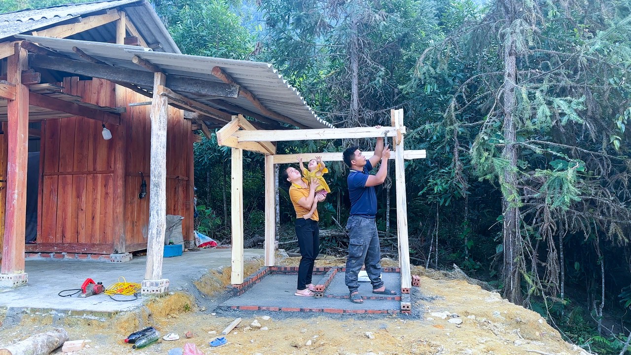 Complete the toilet roof frame | Family Farm Life
