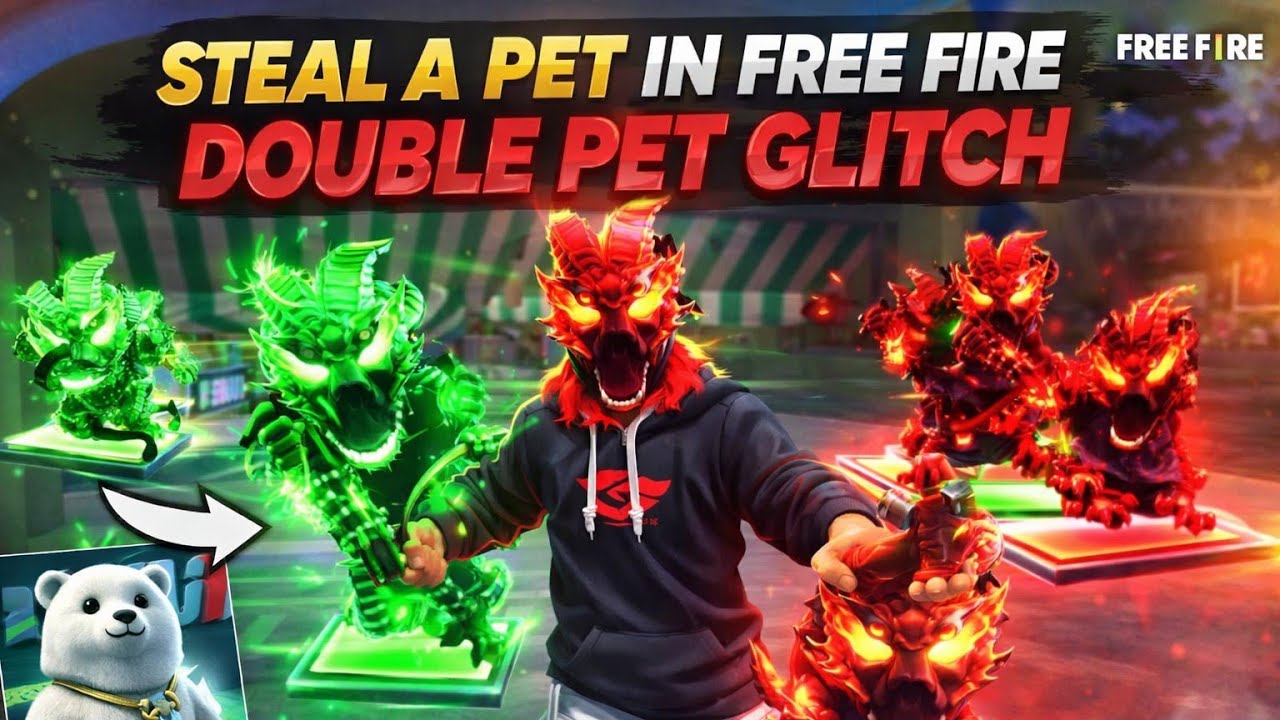 STEAL A PET IN FREE FIRE 😱 | DOUBLE PET GLITCH 😍 | CRAFTLAND NEW NEW GLITCH 😱 Steal A Pet Craftland