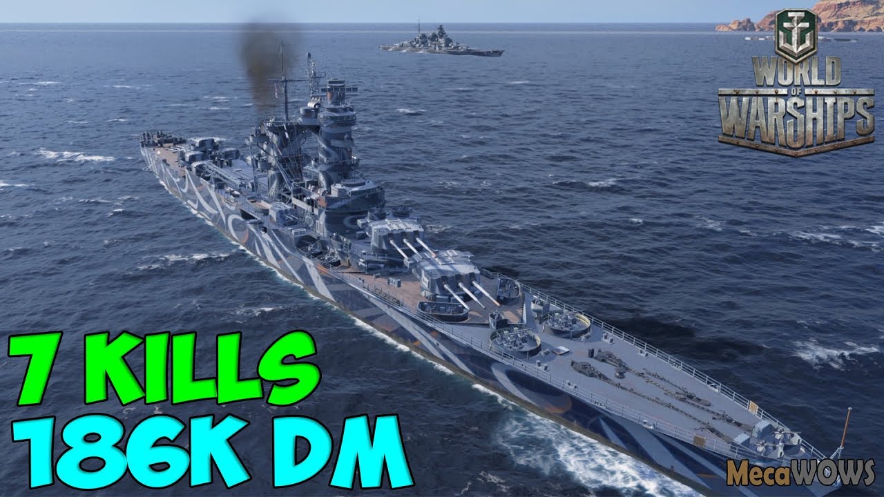 World of WarShips | Saint-Louis | 7 KILLS | 186K Damage - Replay Gameplay 4K 60 fps