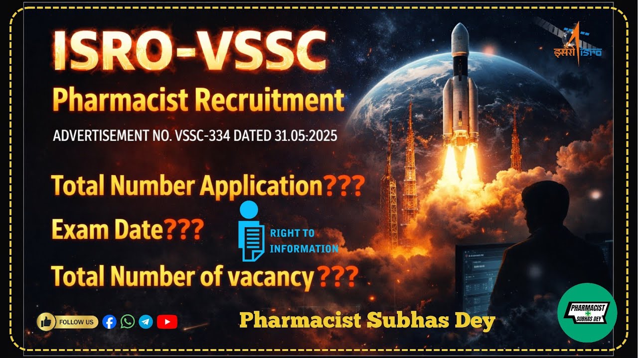 🚀 ISRO VSSC Pharmacist 2025 Total Applications & Exam Date | RTI Data Revealed @pharmacistsubhasdey