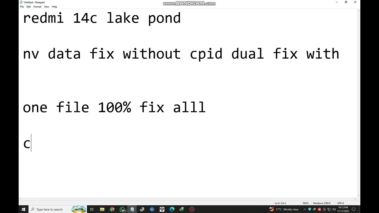 Redmi 14C lake NV DATA FIX Pond Repair Dual Fix Without Cp Fix File Available Problem FIX ENG FREE