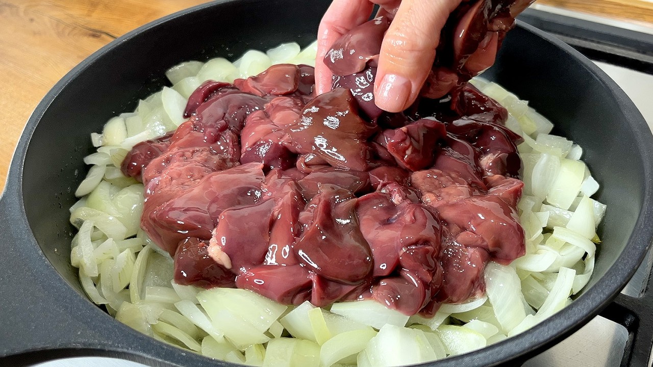 ❗️Самая вкусная печень с луком! Секрет приготовления нежной куриной печени за 5 минут