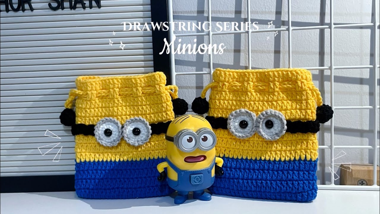 Crochet tutorial : belloooo! Lets do Minions Drawstring Bag 🍌✨