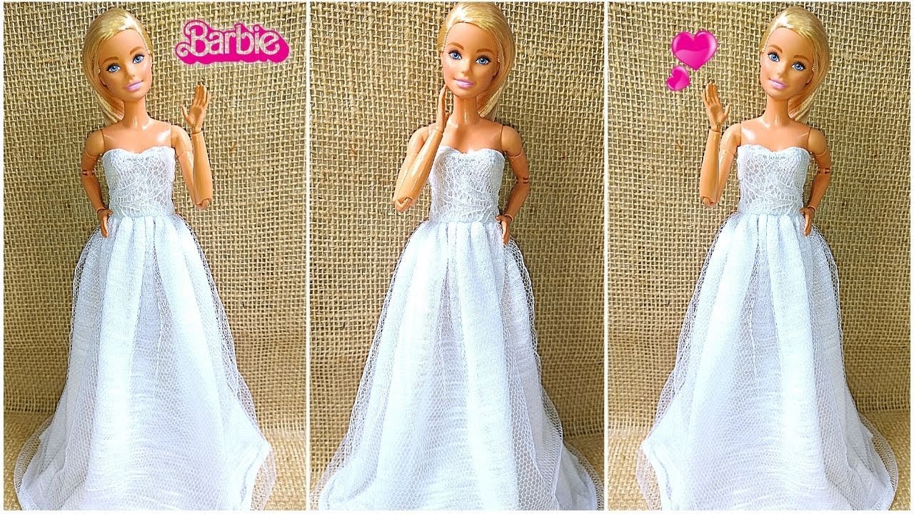 Vestido de Noiva Para Barbie | Como Fazer Roupa Para Barbie | DIY | Roupa Para Boneca