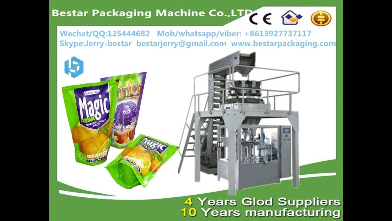 small bags packed into zipper doypack bag bestar packing with multi-heads weigher and Metal detector