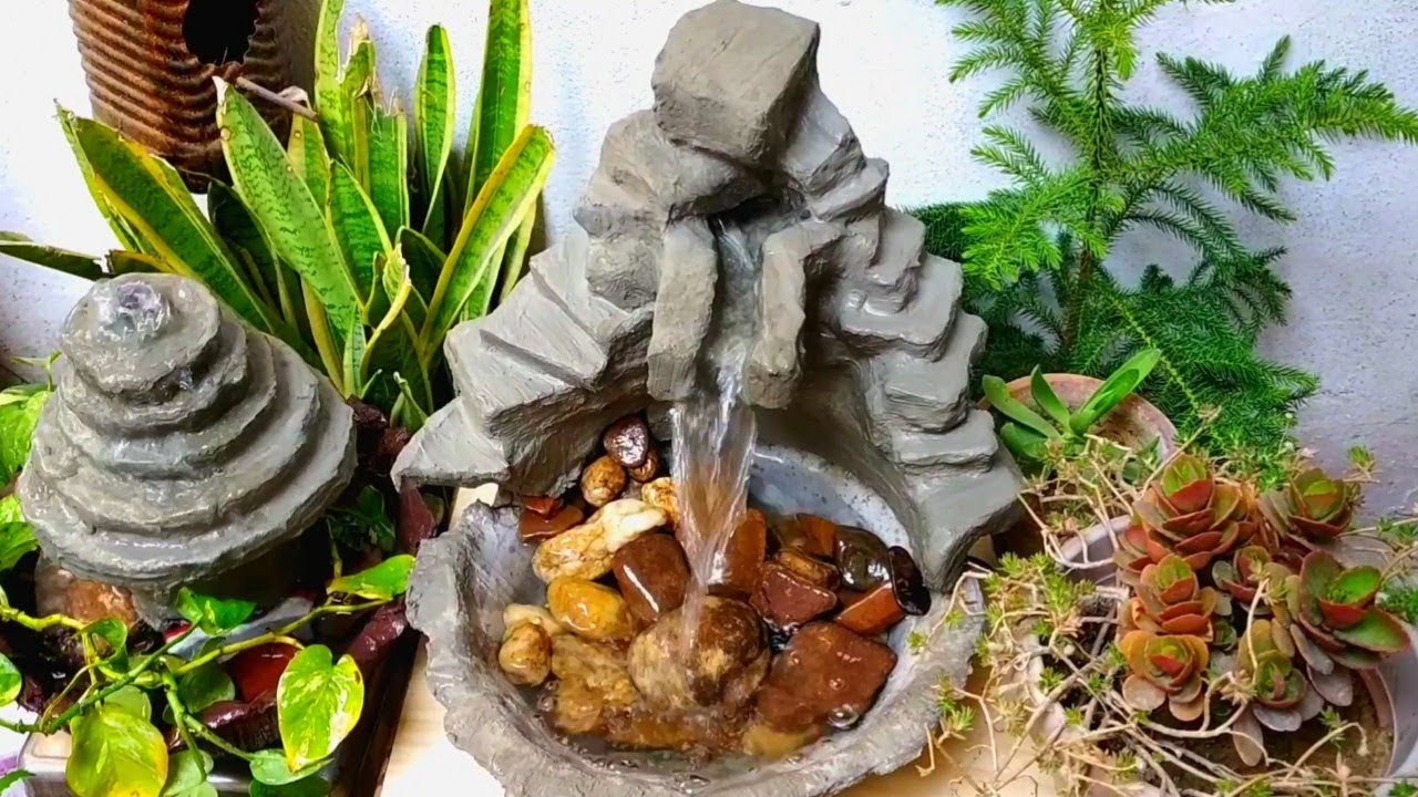 How to make cement water fall fountain at home | Diy | P craft