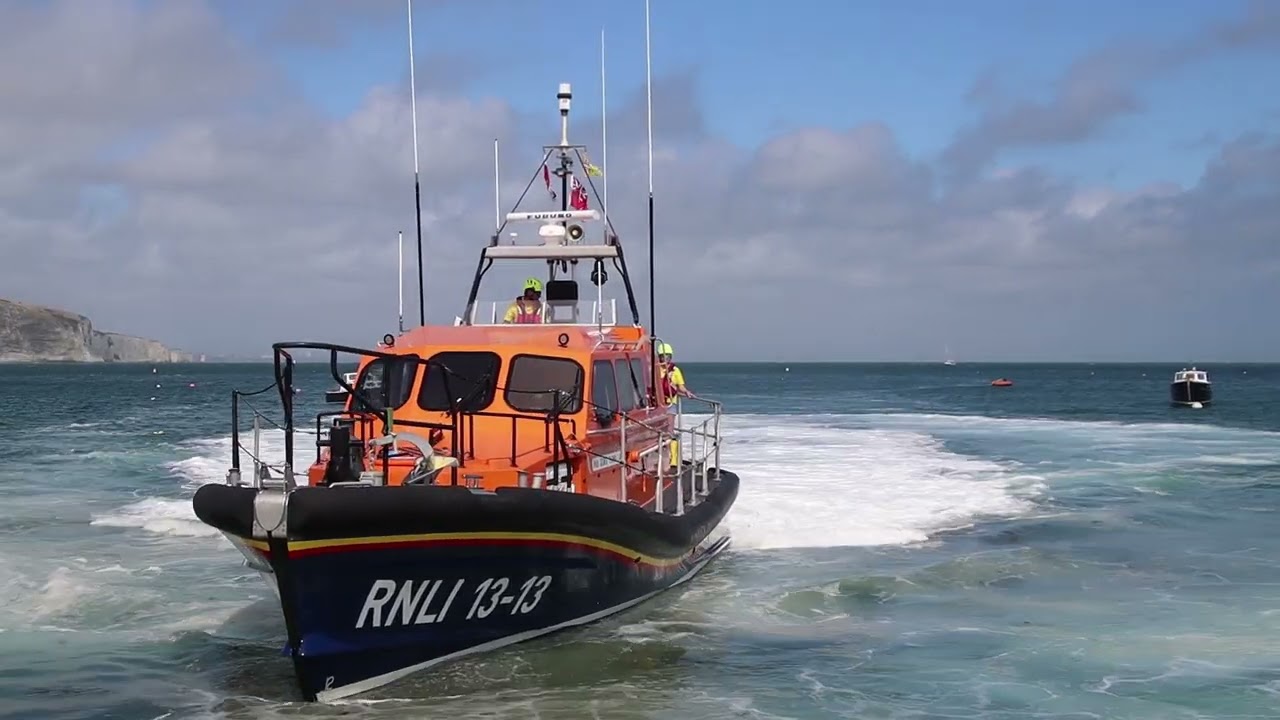 Lifeboat launch during Swanage Lifeboat Week 2023