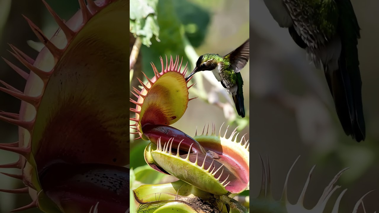 Hummingbird Meets Venus Flytrap 🌺✨ | Nature's Beauty Captured #NatureLovers #Wildlife #viralvideo