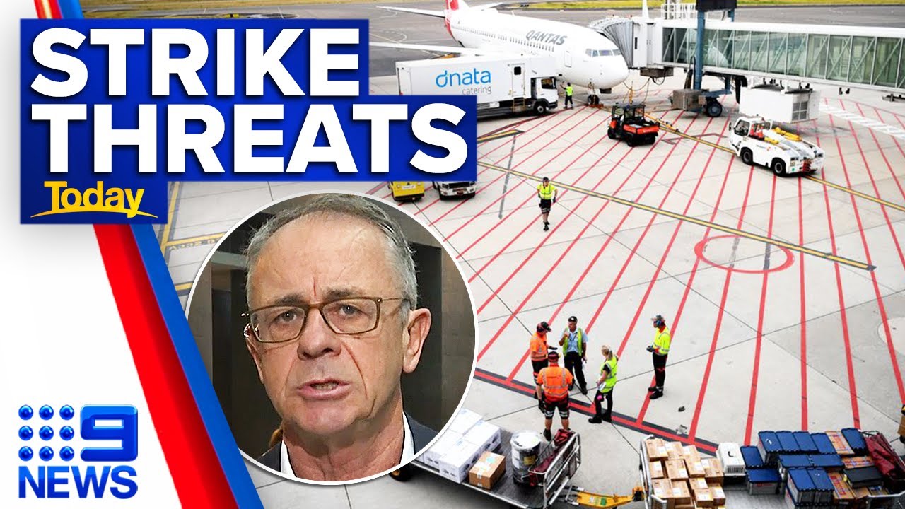 Airport chaos to escalate as baggage handlers threaten to strike | 9 News Australia