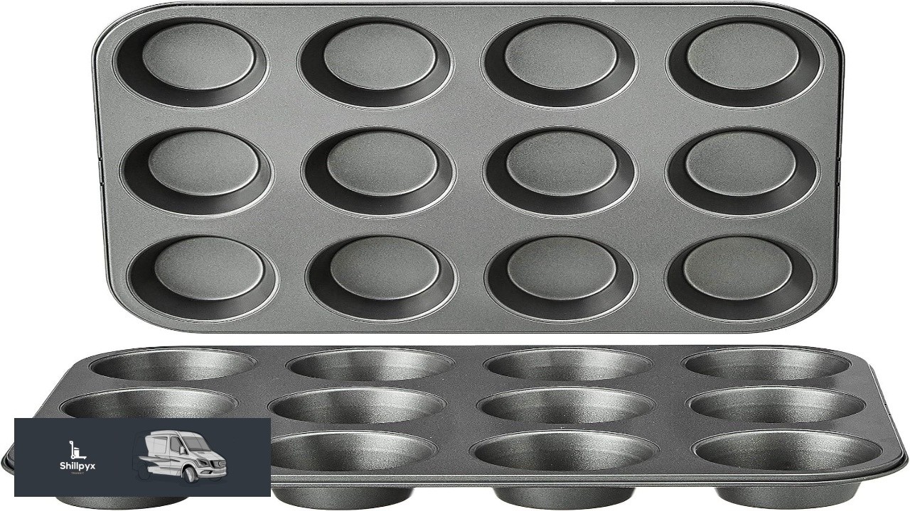 Amazon Basics Nonstick Round Muffin Baking Pan 12 Cups Set of 2