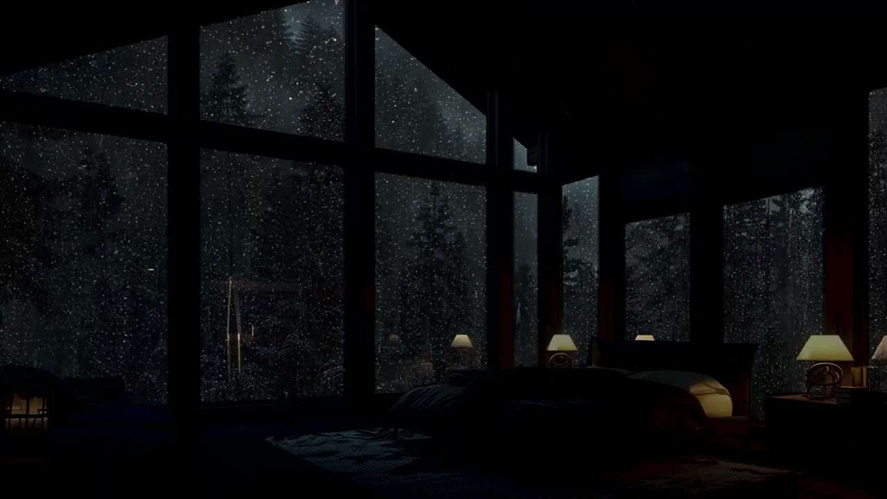 Mountain Woodland Cloudburst Night ⛈️ Intense Rain Audio | Stress Recovery for Quiet Sleep