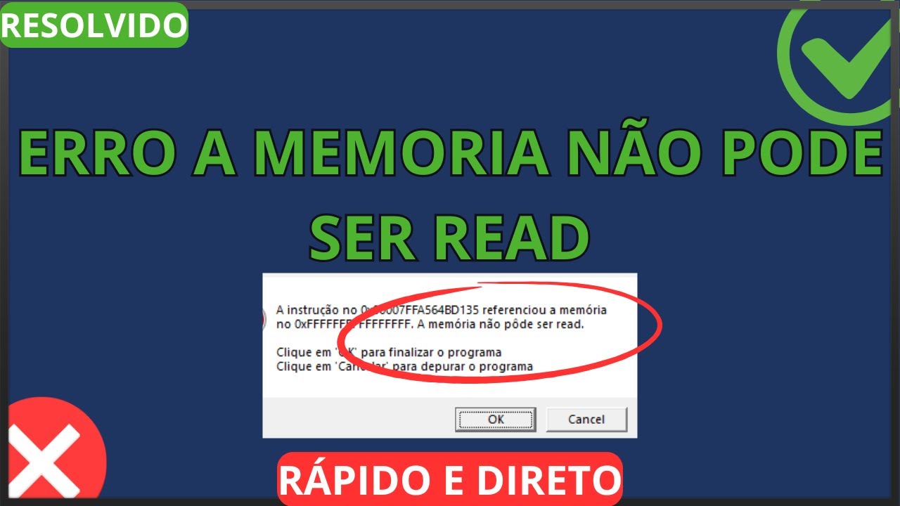 Erro - A memória não pode ser READ - Resolvido 2026