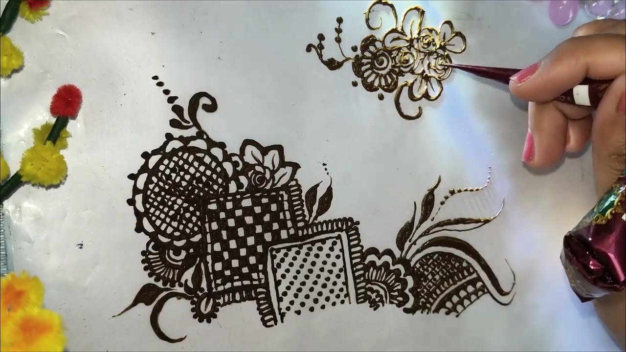 Mehndi as a beginner 🌼| relaxing Mehndi drawing| 
