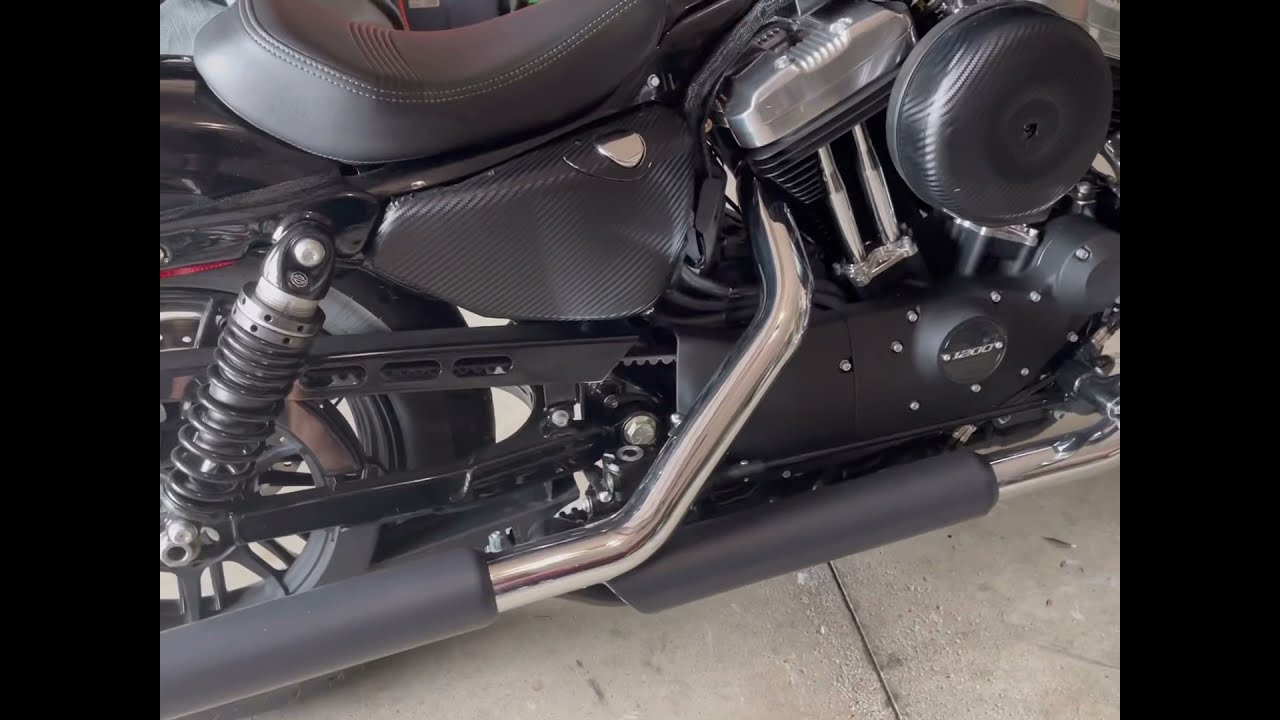Подножка на Harley 48 без снятия выхлопной трубы.