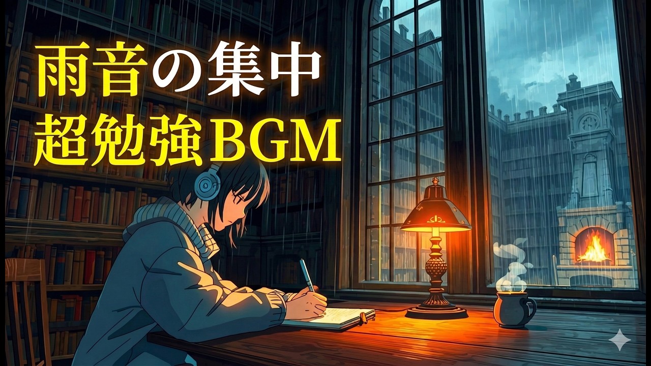 【作業用BGM】雨音と没入Lofi Beats ☔️ 古い図書館で集中・勉強・読書のためのチルアウト | Dark Academia / Study / Work / Relax