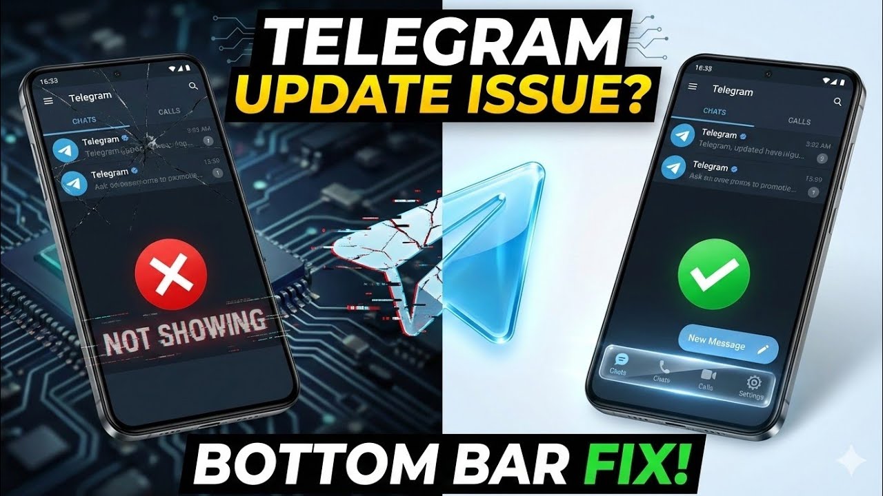 telegram new update bottom navigation bar or liquid glass not showing problem 2026
