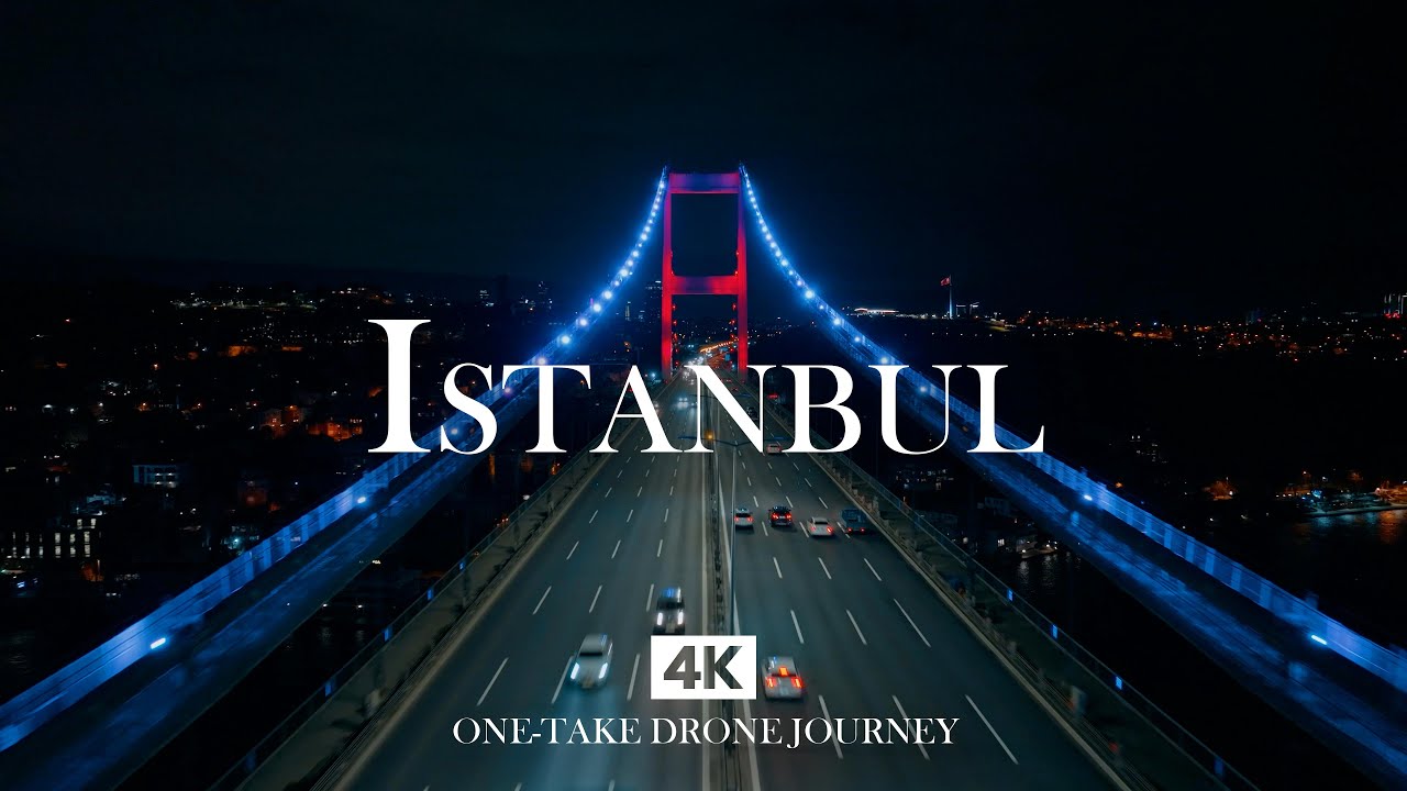 ISTANBUL in 4K – Bosphorus Bridge Night Drive with Relaxing Piano, Kanun and Ney Drone Music