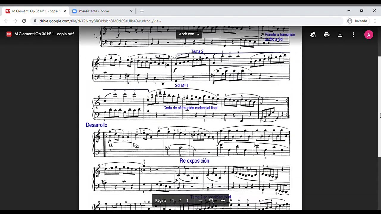 Análisis de la Sonatina de Clementi Op 36 N° 1