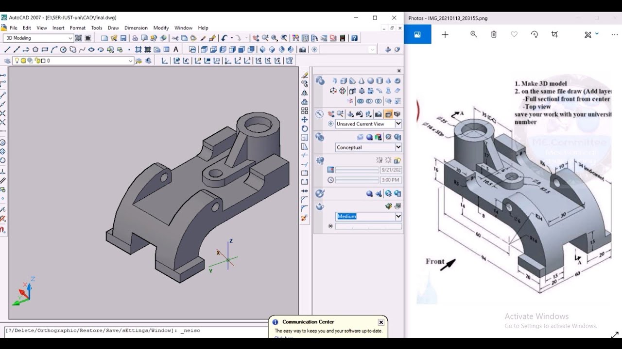 AutoCAD 2007 / 2008 3D Modeling Tutorial (final exam)