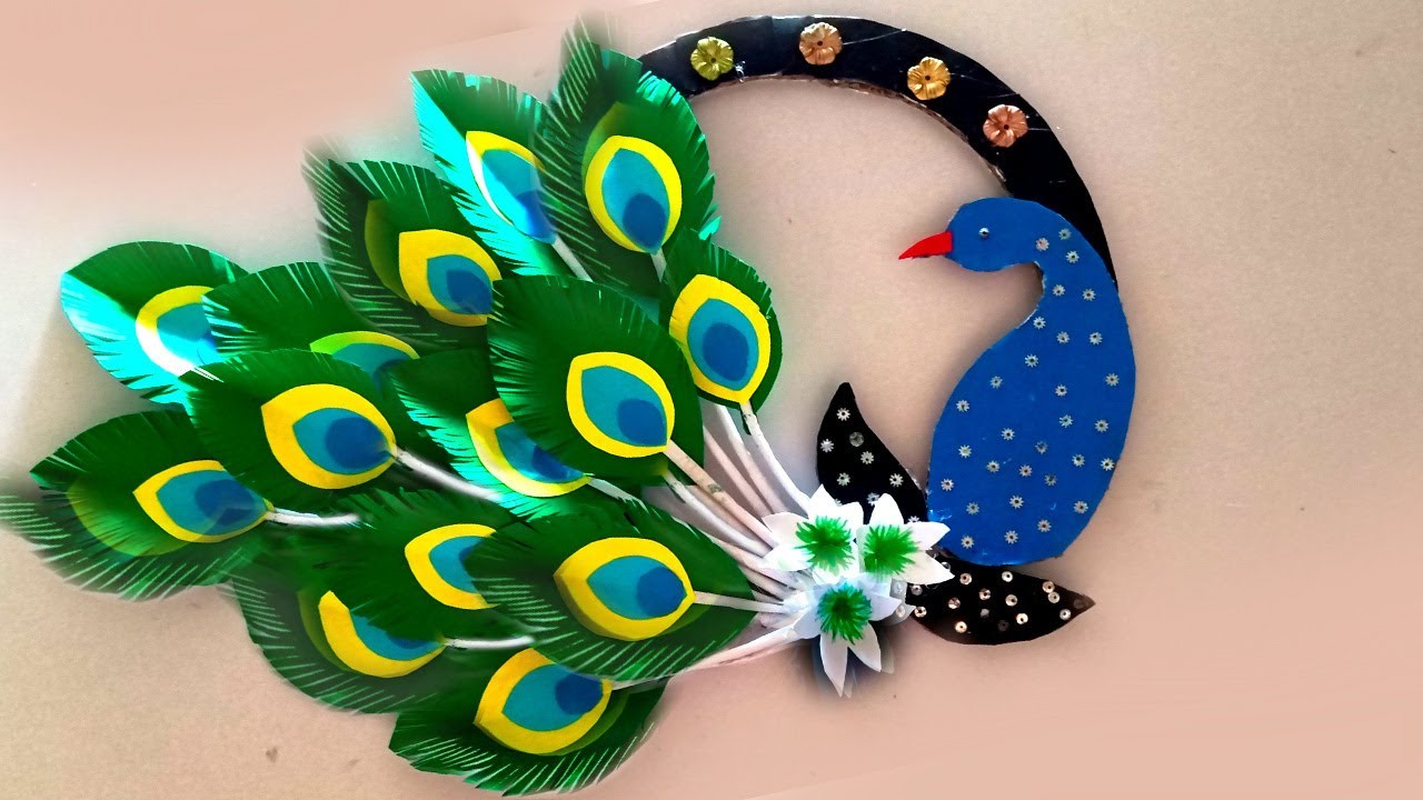 how to make wall hanging peacock / make wall decoration paper peacock