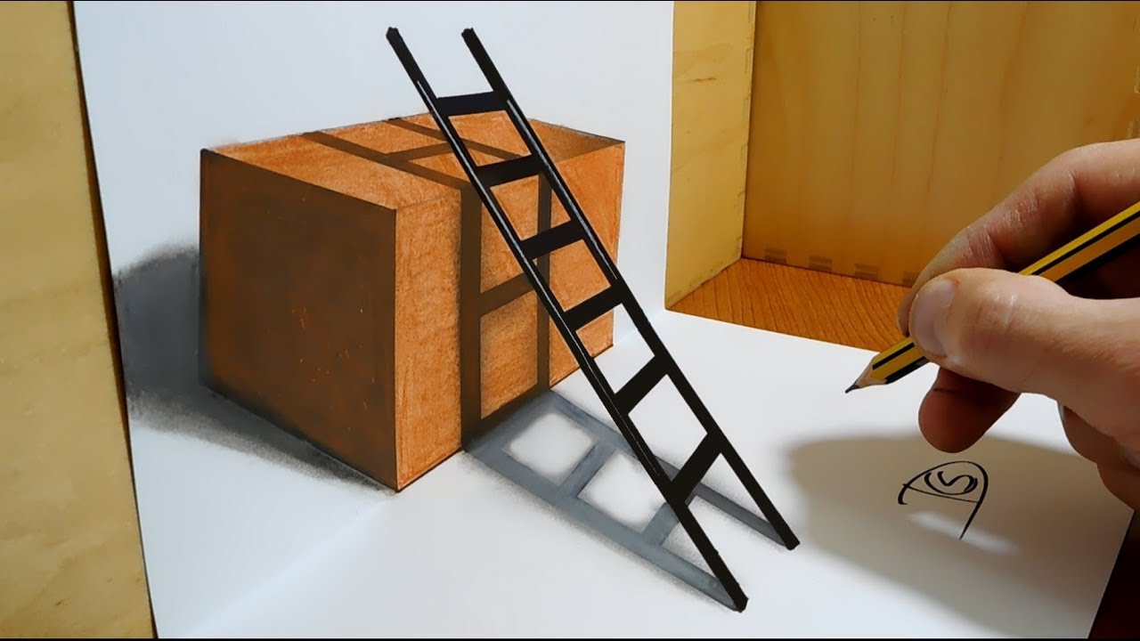 3D Trick Art on Paper   Stair in the Box