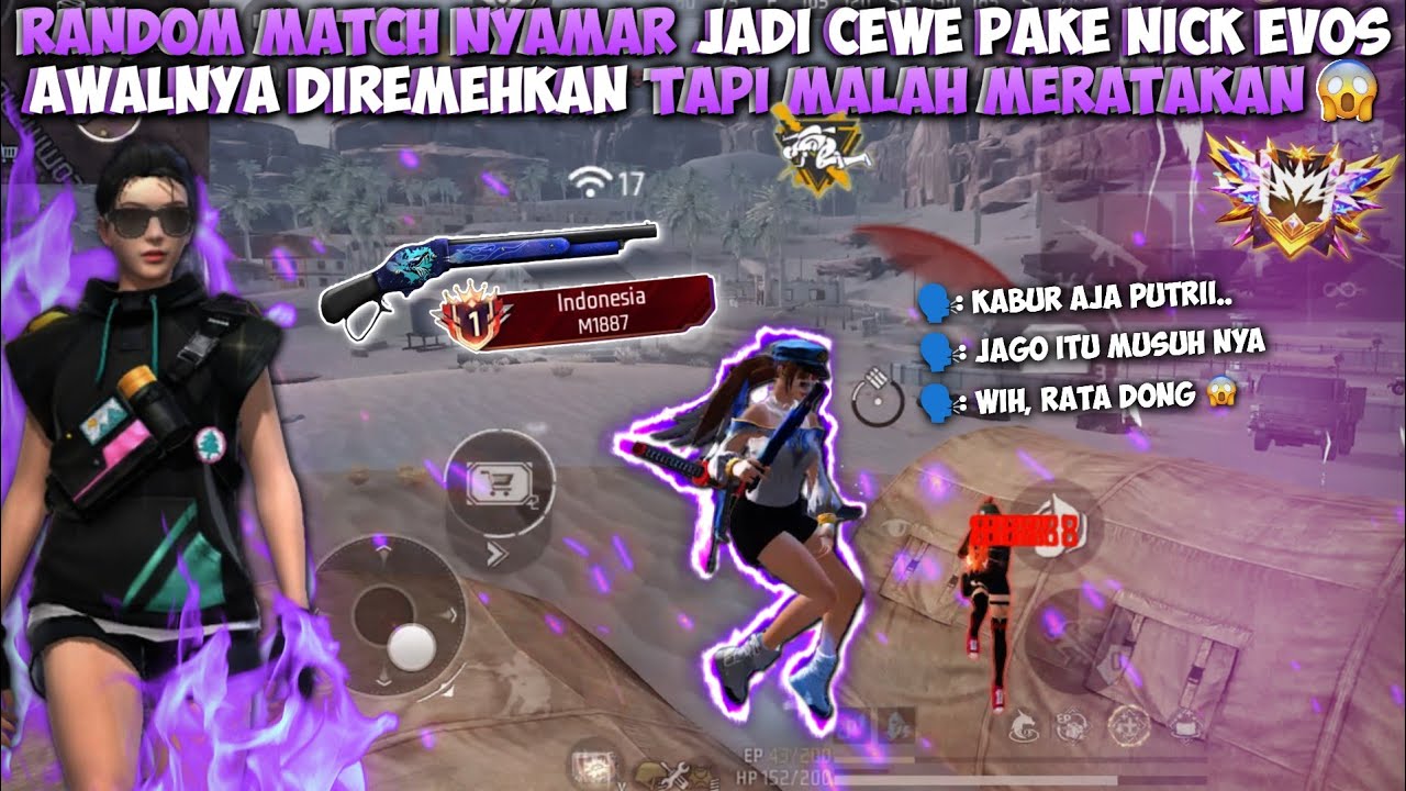 RANDOM MATCH NYAMAR JADI CEWE PAKE SKIN GRATISAN!!AWALNYA DI REMEHIN TAPI ENDINGNYA MALAH NGERATAIN😱