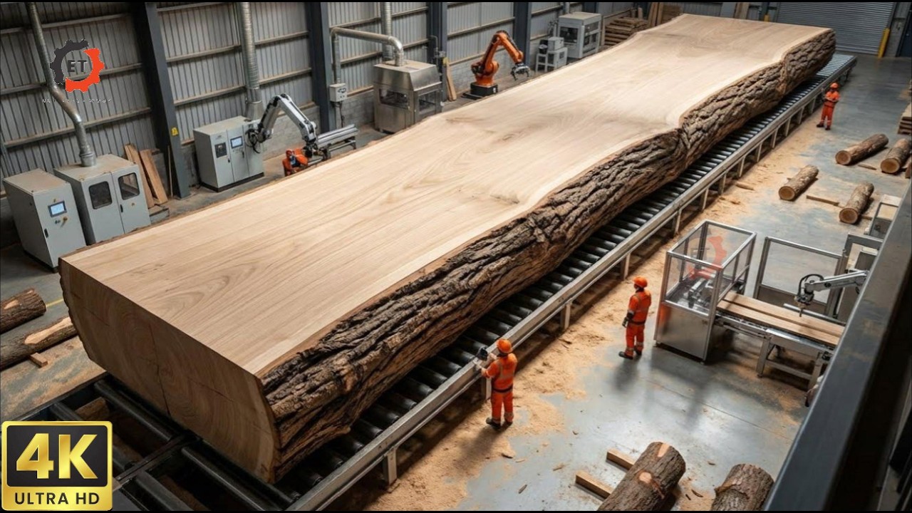 Explore a Giant Wooden Workshop: How Giant Trees Become Dining Tables Worth More Than Gold