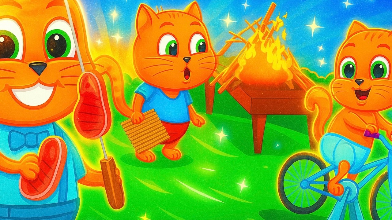 Cats Family in English - FAMILY BBQ 🔥🍔 Cartoon for Kids 4K