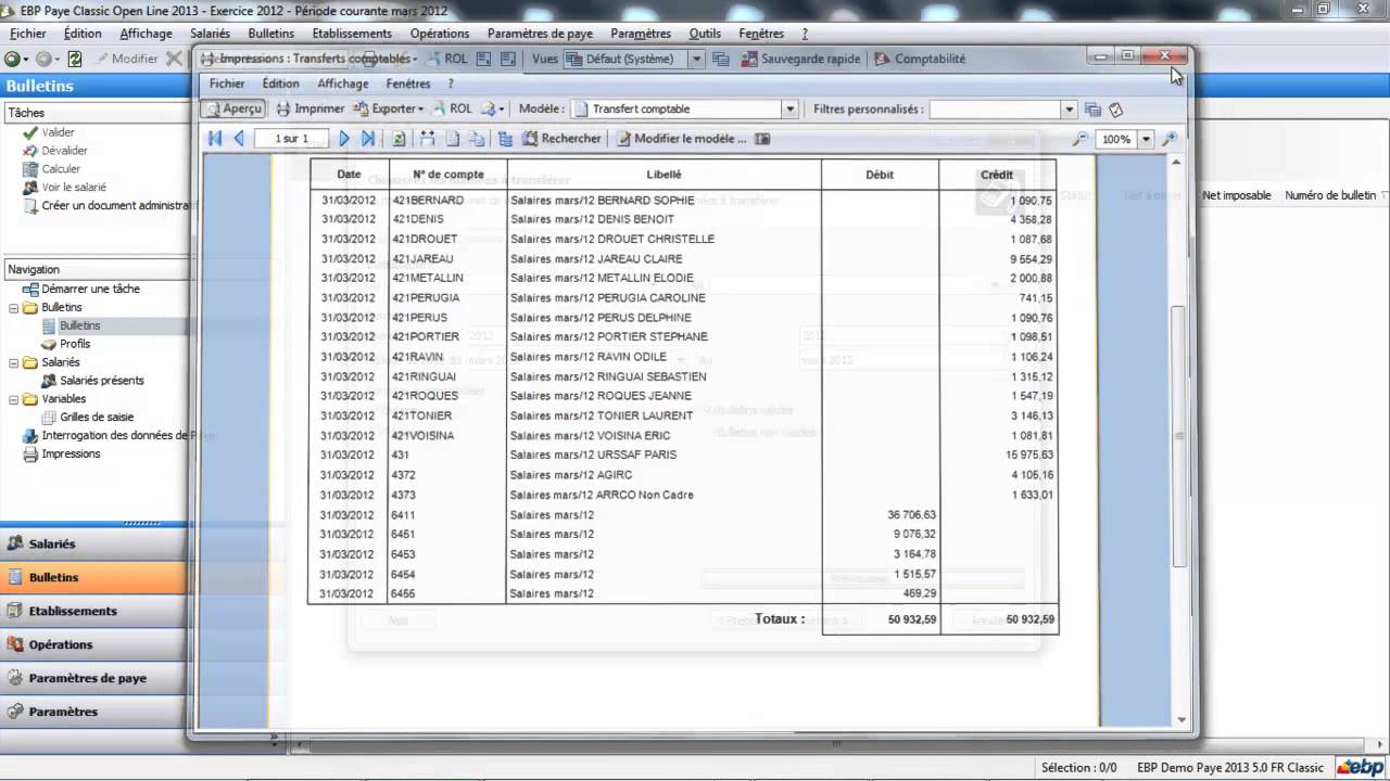 Tutoriel Transfert comptable EBP Paye Open Line  vers EBP Comptabilite open line