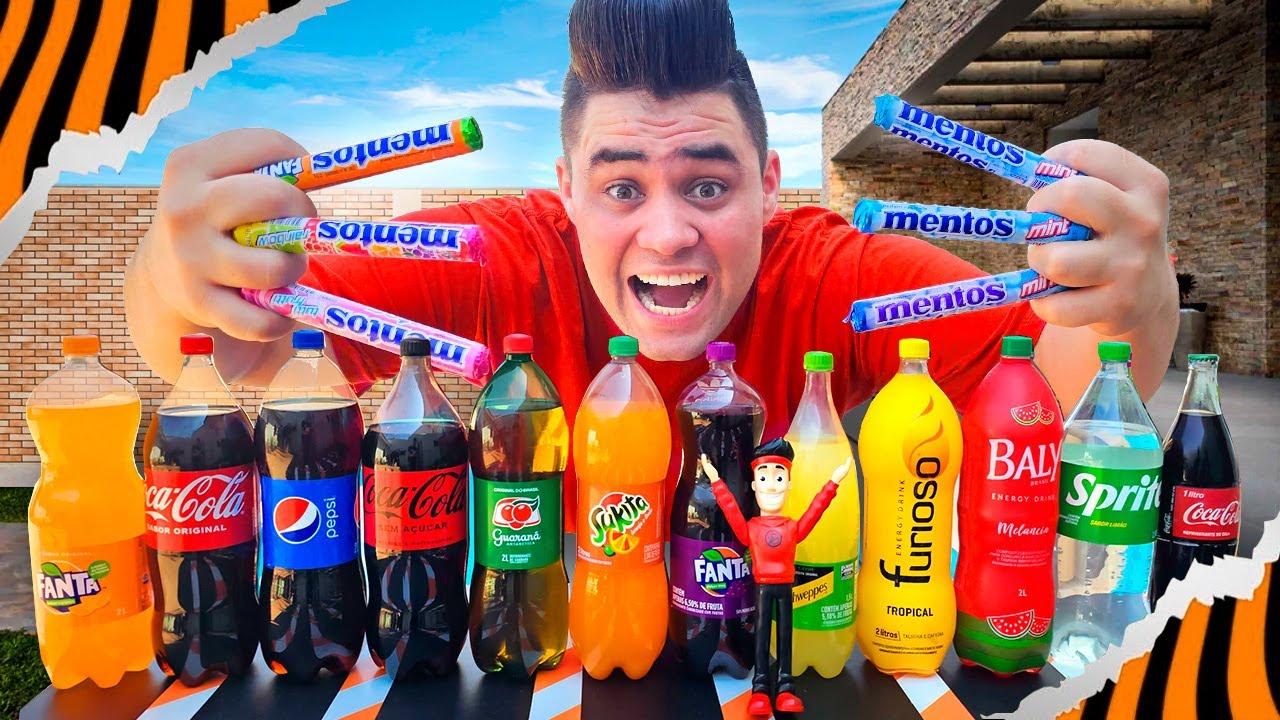 MENTOS vs COCA-COLA , SUPER EXPERI&Ecirc;NCIA COM TODOS OS TIPOS DE REFRIGERANTES.