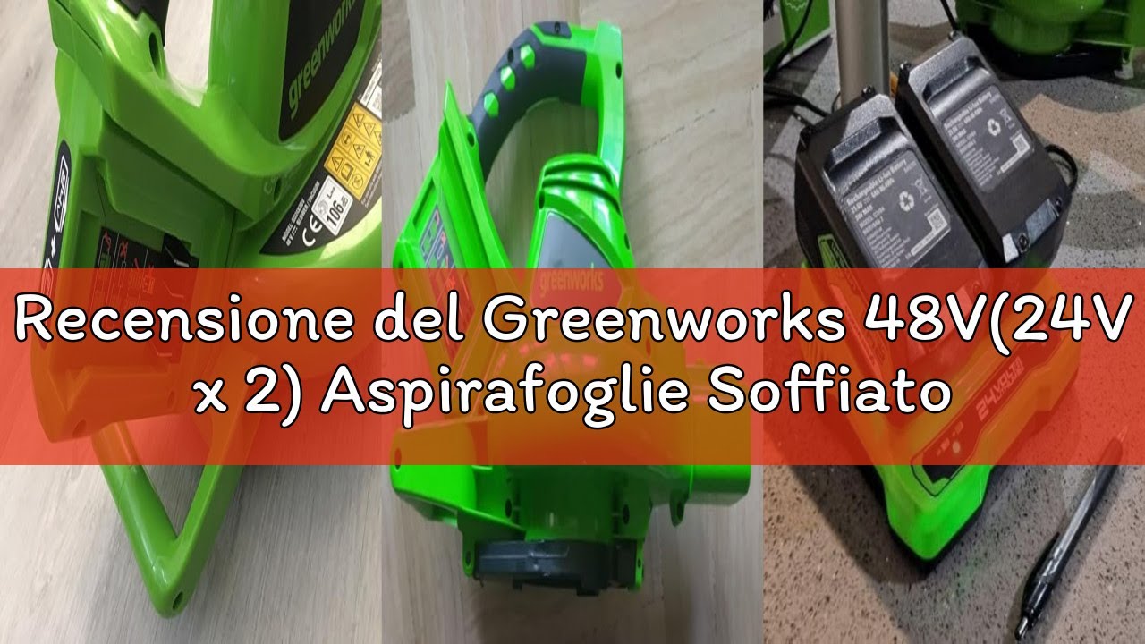 Recensione del Greenworks 48V(24V x 2) Aspirafoglie Soffiatore a Batteria con Tracolla, Motore Brush