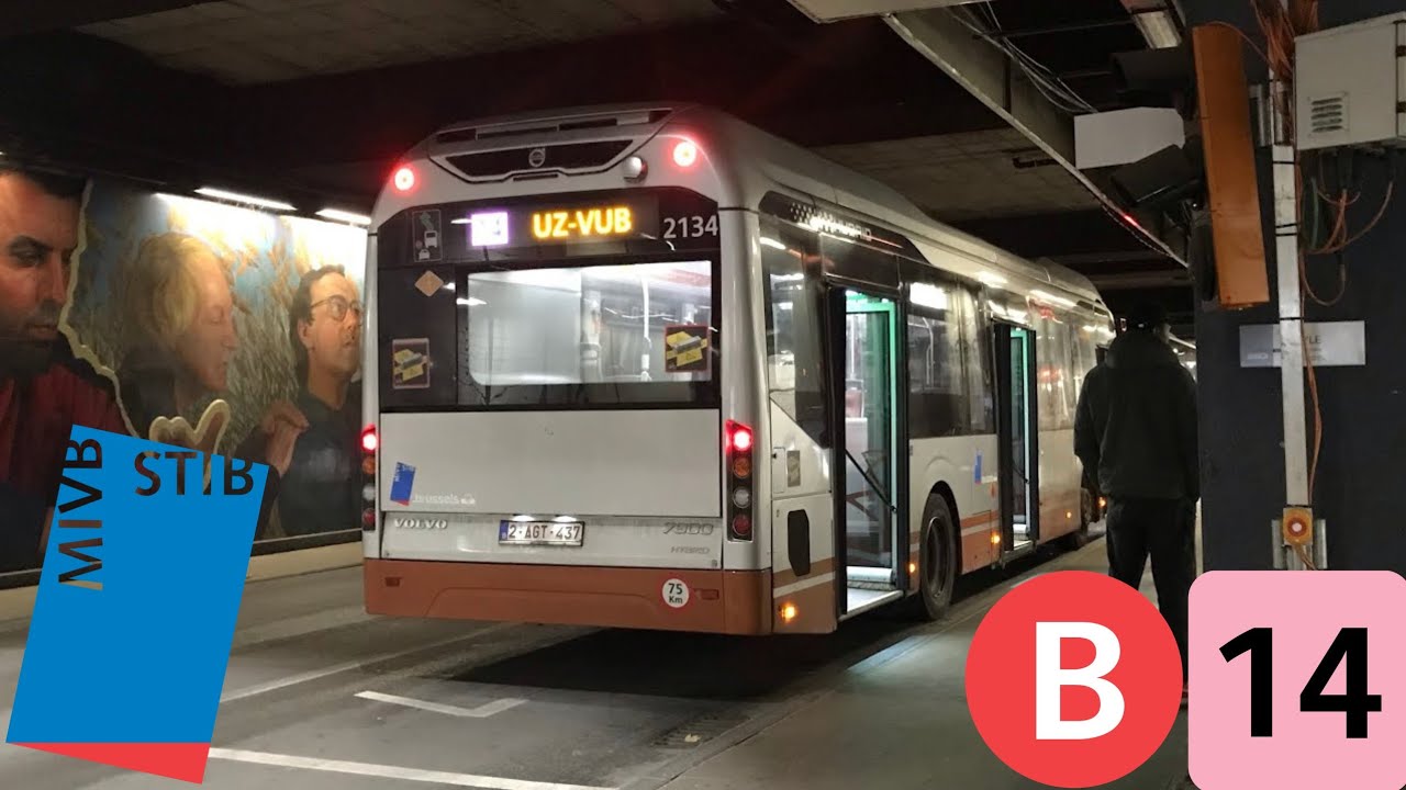 STIB Bus 14 Trajet complet (UZ-VUB vers Gare du Nord) dans un VOLVO 7900 Hybrid (2134)