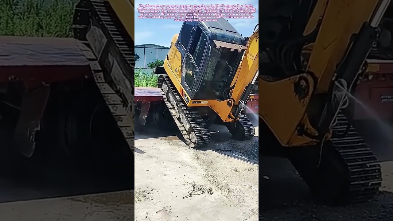 Tiny Excavator Fails Hard: Hydraulic Hose Bursts Mid-Climb!