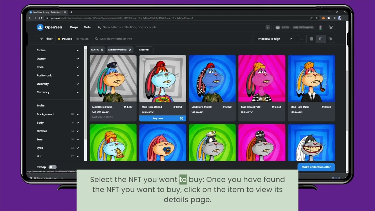 Buy a Polygon (MATIC) NFT on OpenSea
