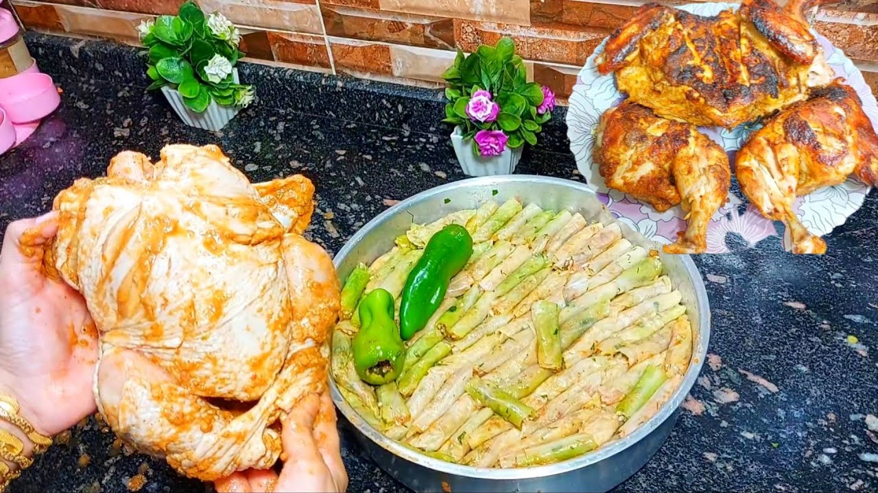 حماتى انبهرت بذكائى❗اعملى الفراخ المشوية مع المحشى فى صنية واحدة فى الفرن❗محشى كرنب روووعه