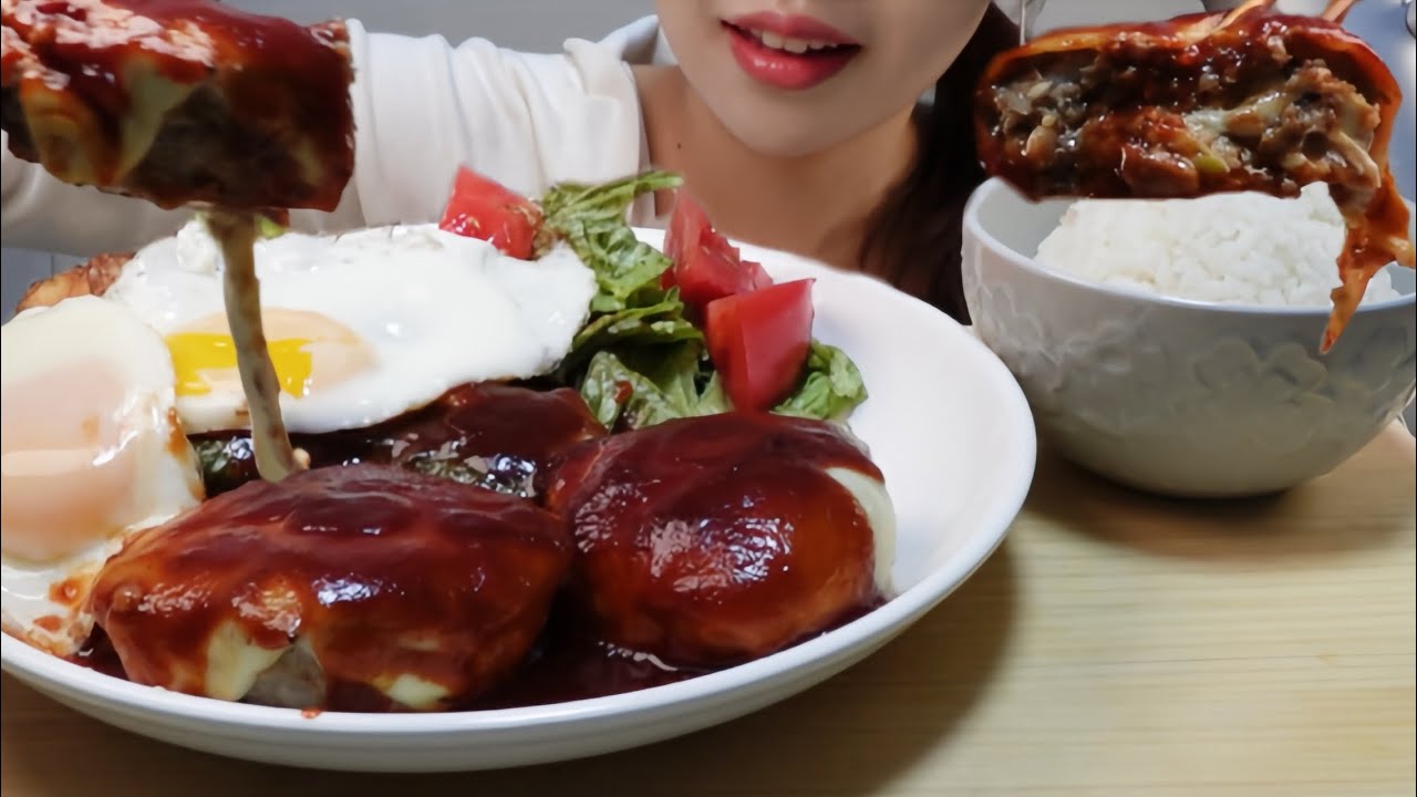 ASMR チーズINハンバーグ  大葉のチーズハンバーグ   Cheese in Hamburg