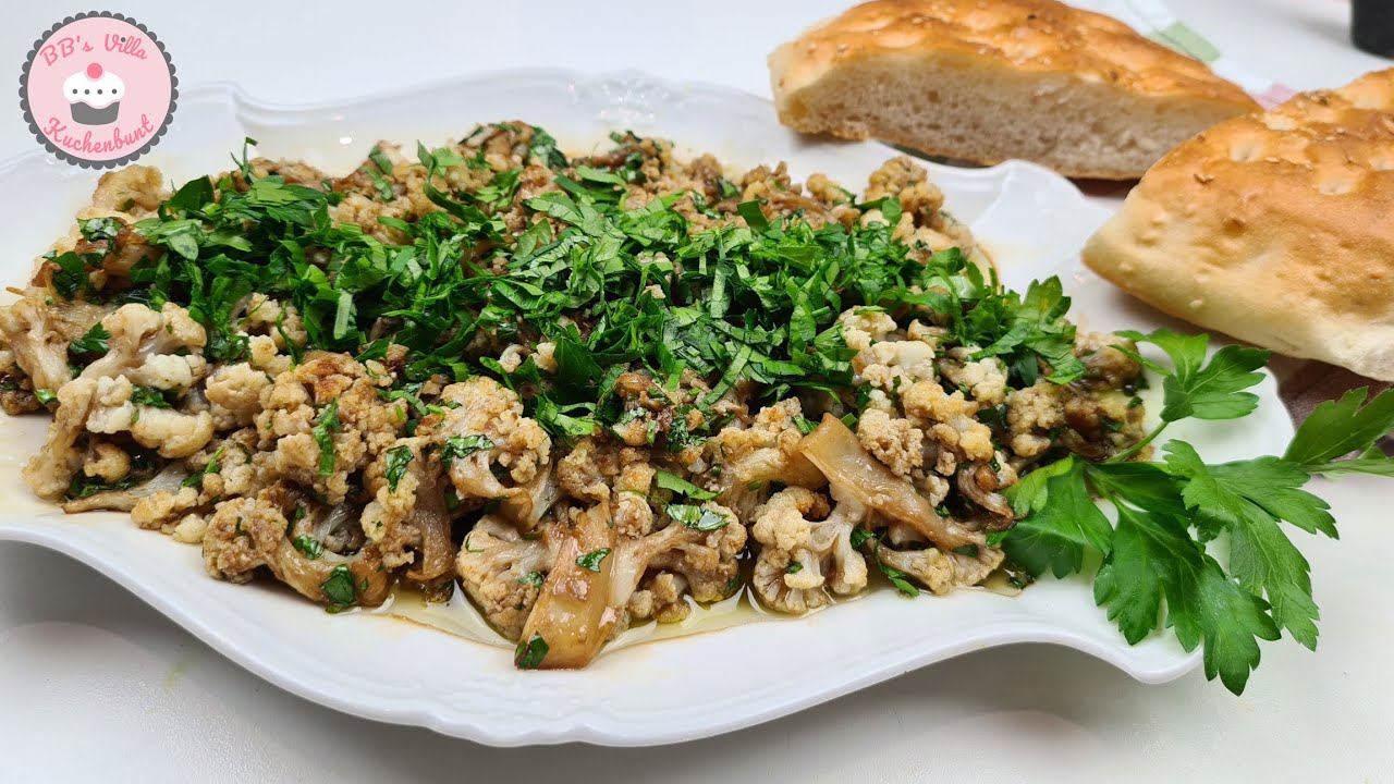 Leckerer frittierter Blumenkohl - Salat  aus Hatay - Karnabahar kizartmasi #blumenkohl  #vegan