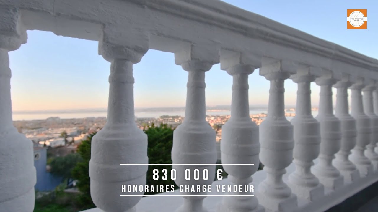 A vendre à Sète, sur le mont Saint Clair, belle villa 7 pièces avec vue sur l'étang de Thau