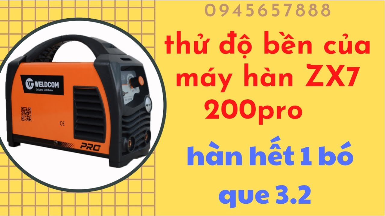 Thử độ bền của máy hàn que 200A jasic weldcom đốt 1 bó que hàn 3.2