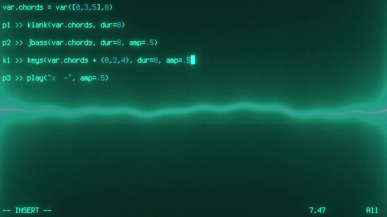 FoxDot music improvisation with crt-live-coding