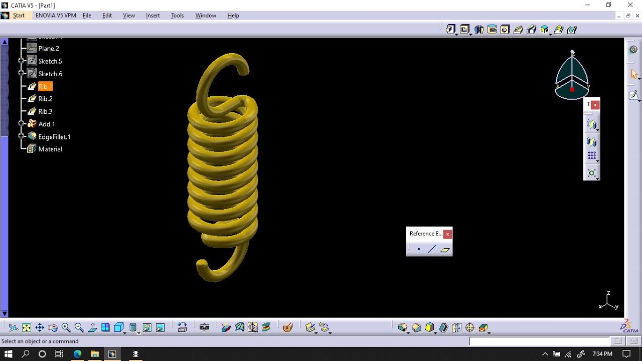 creation of Tensile Helical spring in Catia V5