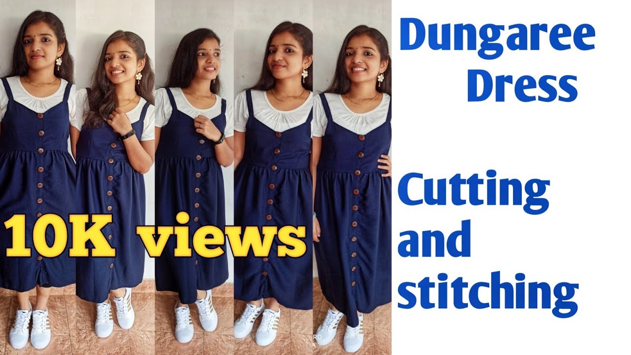 Dungaree dress cutting and stitching
