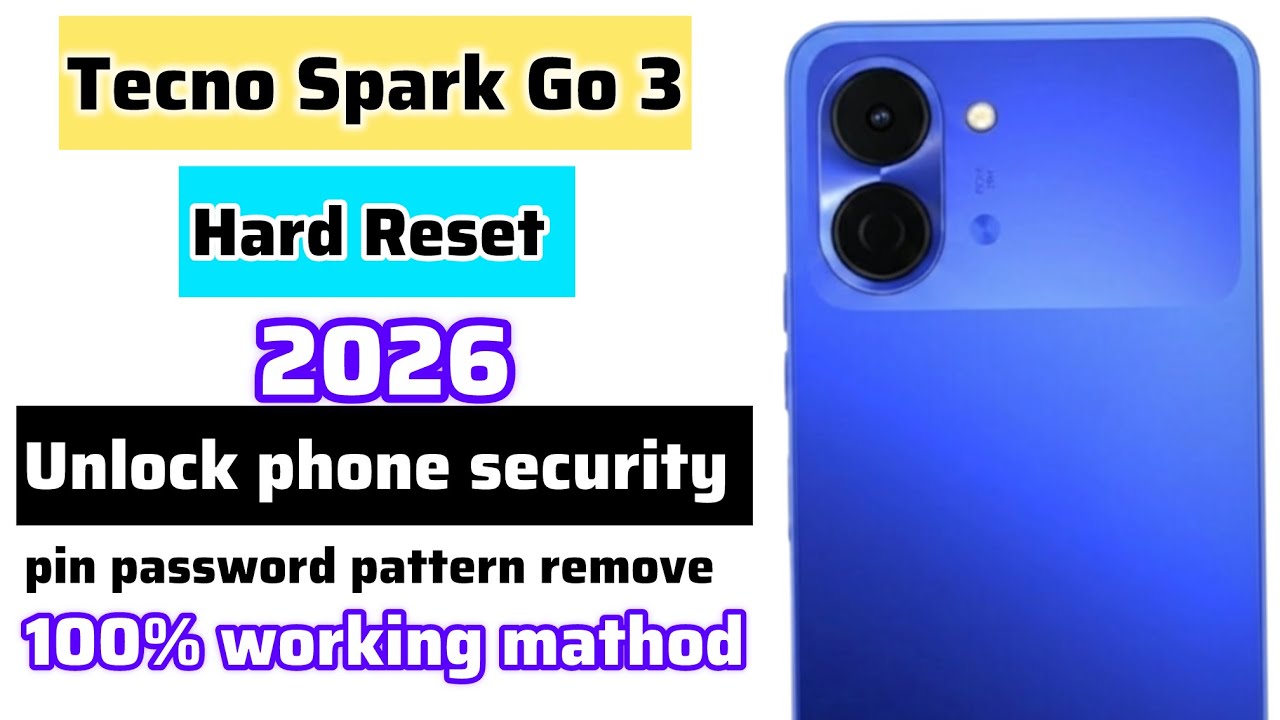 Tecno Spark Go 3 (KN3) Hard Reset.Unlock phone security.Pin password pattern remove without computer