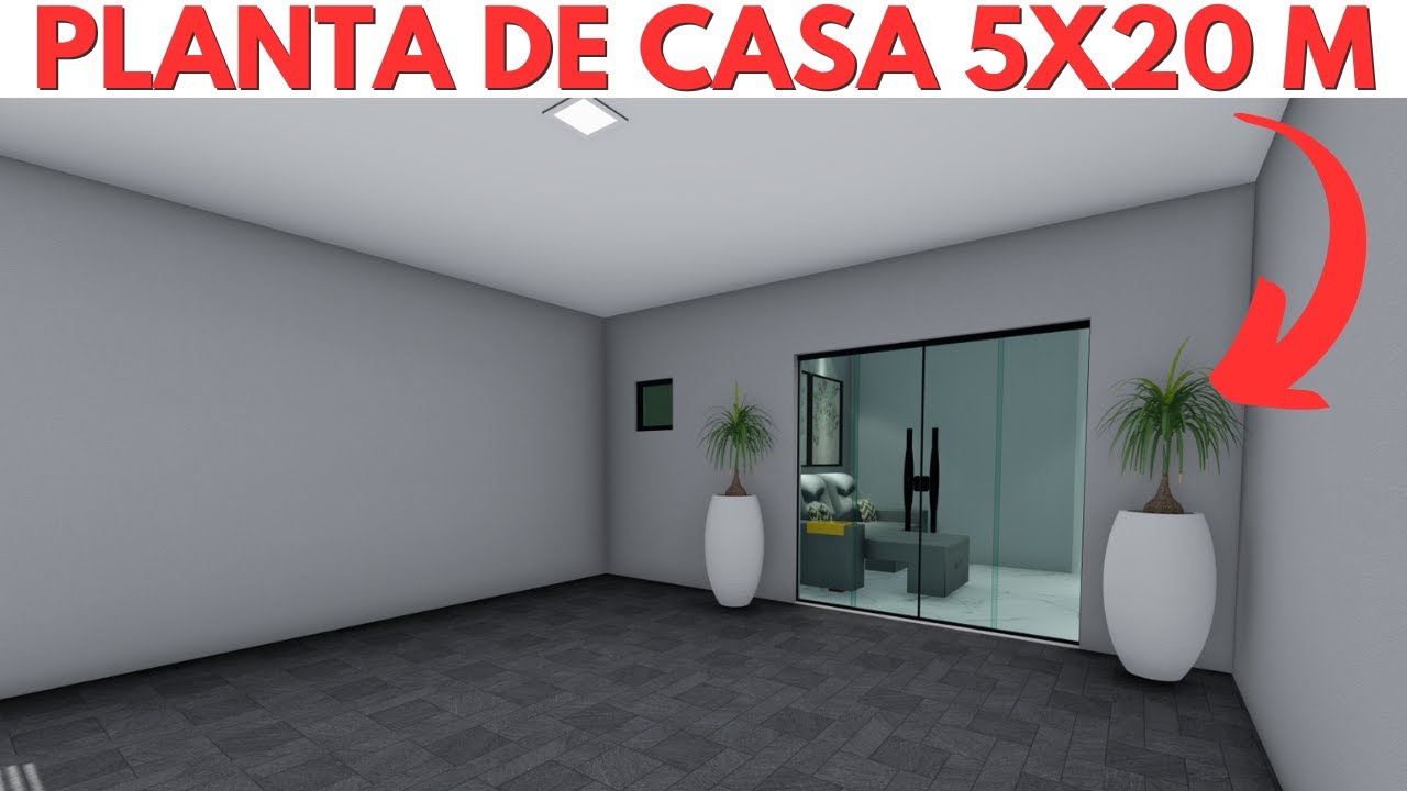 PLANTA DE CASA 5X20 METROS COM 02 QUARTOS!