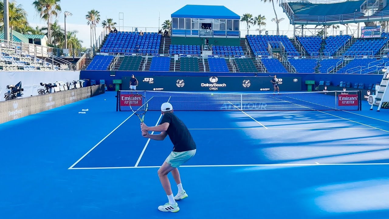 Alex Michelsen Backhand Drill - Court Level [4K 60fps]